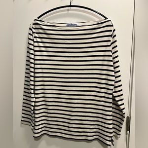 Ivory and blue Breton shirt Company boat neck Breton top